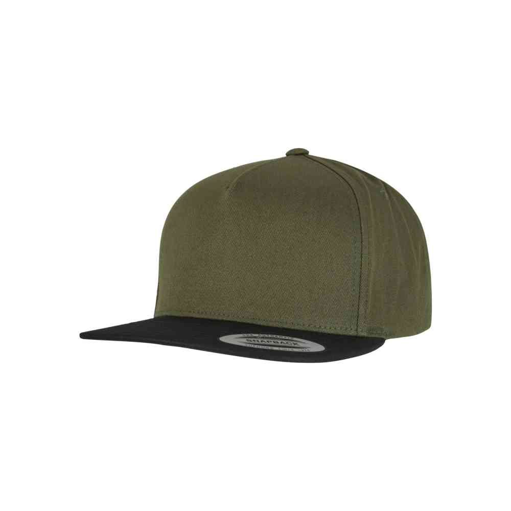 Flexfit - Classic 5 Panel Snapback Cap - Olive green/Black